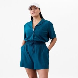 Petite Athleta Avenue Romper - Teal Short Sleeve